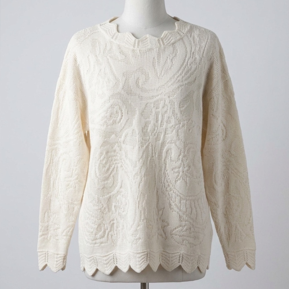 Worthington Vintage 80’ Ivory Knit Sweater size medium